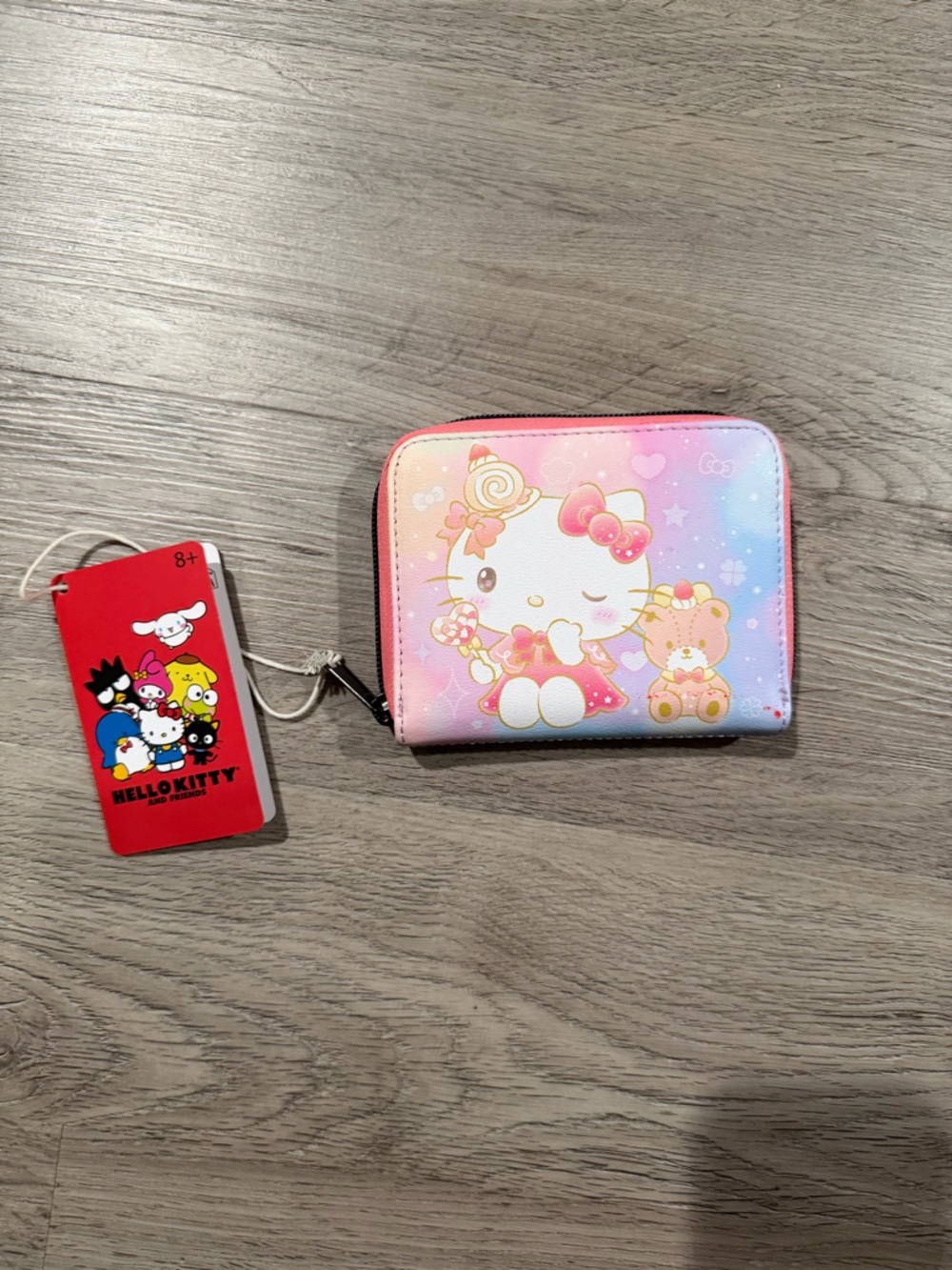 Hello Kitty Kawaii Pastel Pink and Light Blue Zip Wallet